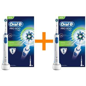 BRAUN KIT 2 pezzi Oral-B Pro 600 CrossAction spazzolino elettrico Braun ricaricabile rete